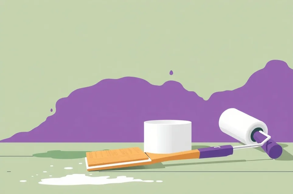 Outils de peinture disposés dans l'ordre des étapes du chantier