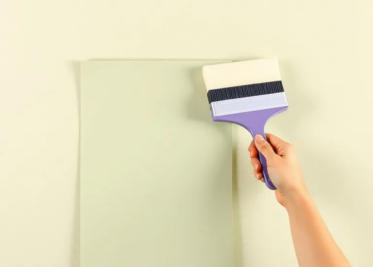 Pose de papier peint, rouleau et brosse à maroufler